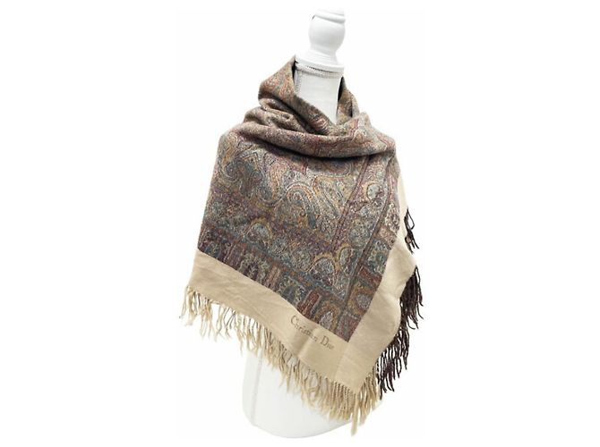 Sciarpa grande Paisley Christian Dior Rosso Multicolore Beige Arancione - vista 9