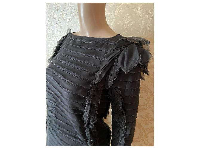 Blusa Chanel in seta e lana nera Taglia 38IT Nero - vista 10