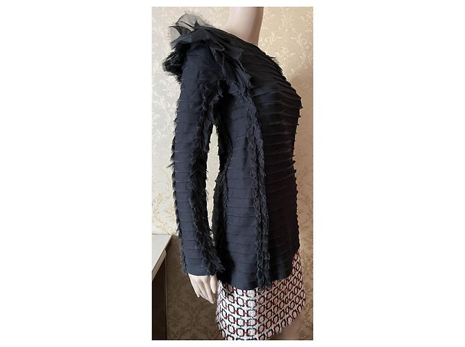 Blusa Chanel in seta e lana nera Taglia 38IT Nero - vista 11