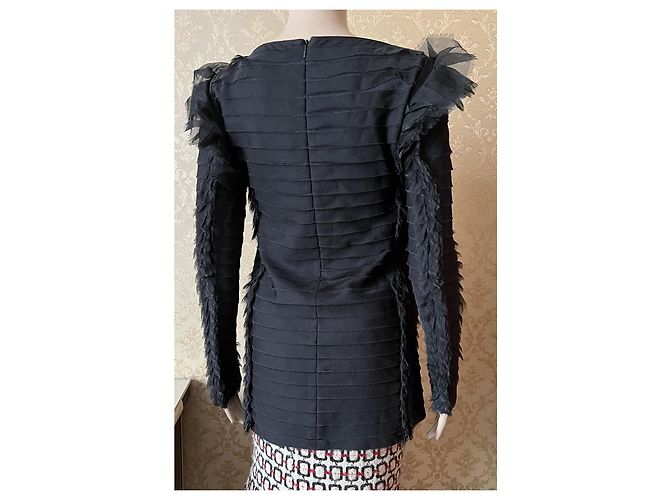 Blusa Chanel in seta e lana nera Taglia 38IT Nero - vista 12