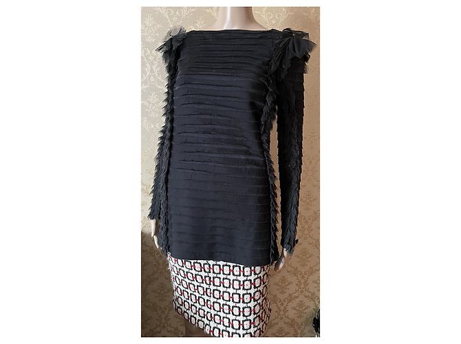 Blusa Chanel in seta e lana nera Taglia 38IT Nero - vista 2