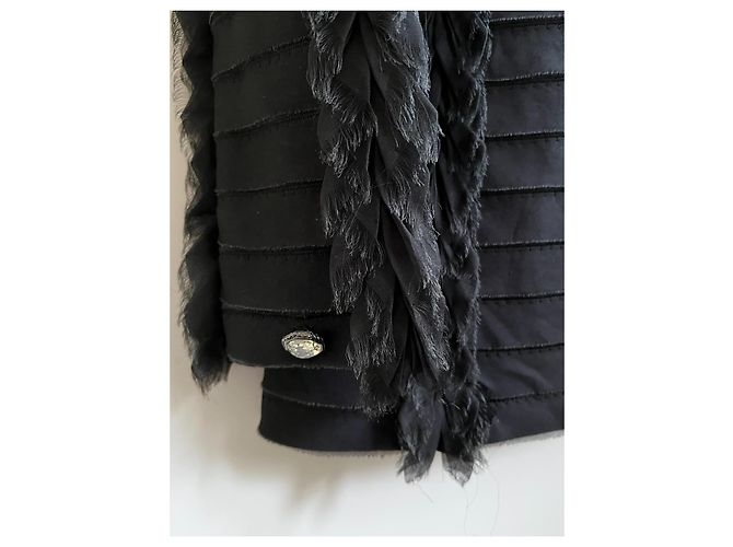 Blusa Chanel in seta e lana nera Taglia 38IT Nero - vista 4