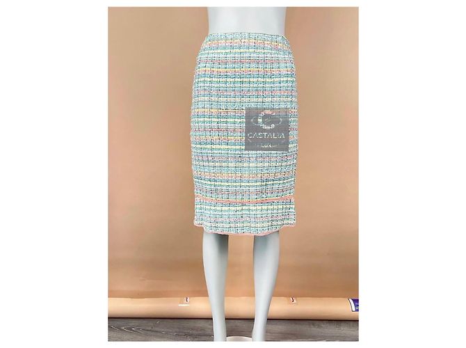 Chanel Jupe en tweed pastel à 6K$ Multicolore - vue 2