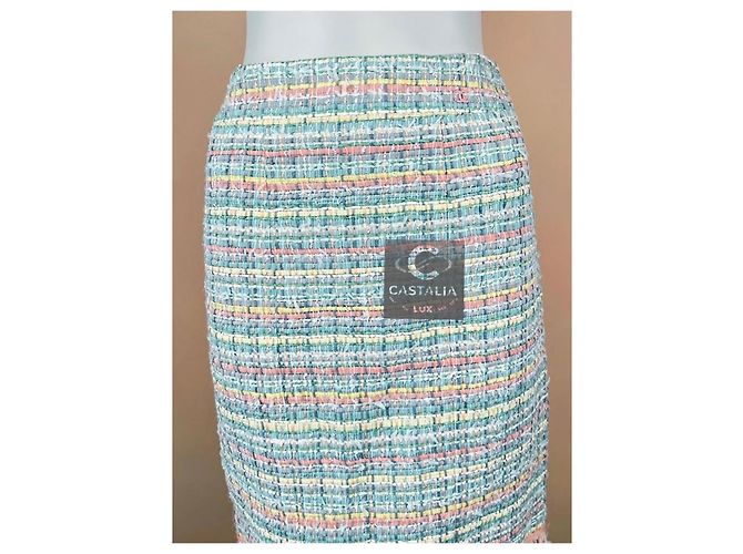 Chanel Jupe en tweed pastel à 6K$ Multicolore - vue 5