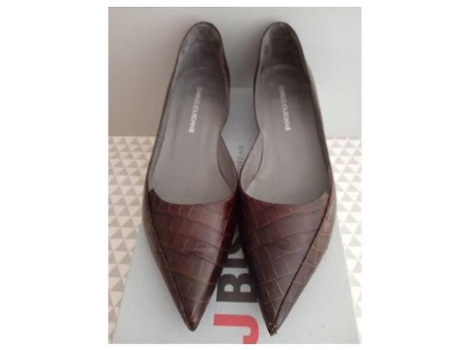 Charles Jourdan Leder Mini Absatzschuhe Schokolade - Ansicht 2