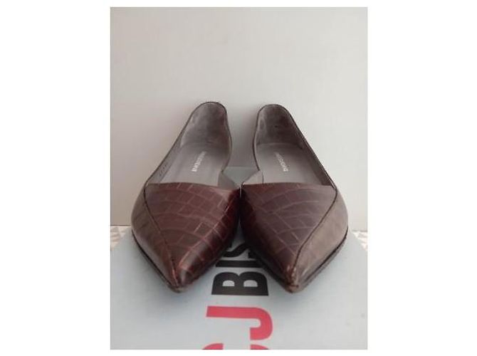Charles Jourdan Leder Mini Absatzschuhe Schokolade - Ansicht 3