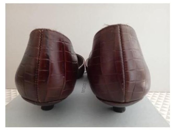 Charles Jourdan Leder Mini Absatzschuhe Schokolade - Ansicht 5