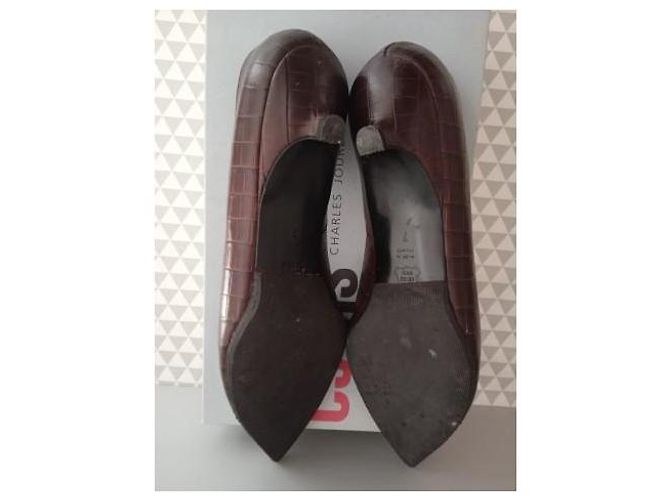 Charles Jourdan Leder Mini Absatzschuhe Schokolade - Ansicht 7