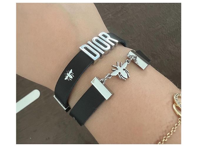 Bracciale Dior a doppio giro ape Argento Silver hardware - vista 3