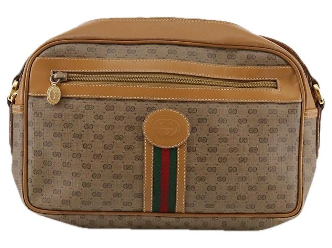 GUCCI Micro GG Supreme Web Sherry Line Borsa a Spalla PVC Beige Rosso Auth th5563 - vista 13