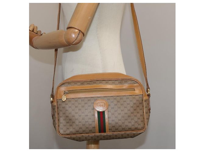 GUCCI Micro GG Supreme Web Sherry Line Borsa a Spalla PVC Beige Rosso Auth th5563 - vista 25