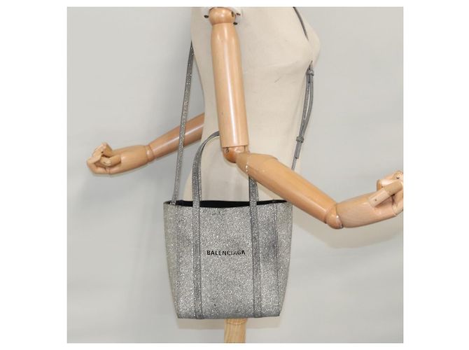 Borsa a mano in pelle BALENCIAGA Everyday XXS 2way Argento Auth bs21056 - vista 25