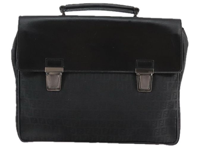 FENDI Zucchino Canvas Aktentasche Schwarz Auth bs20925 - Ansicht 13