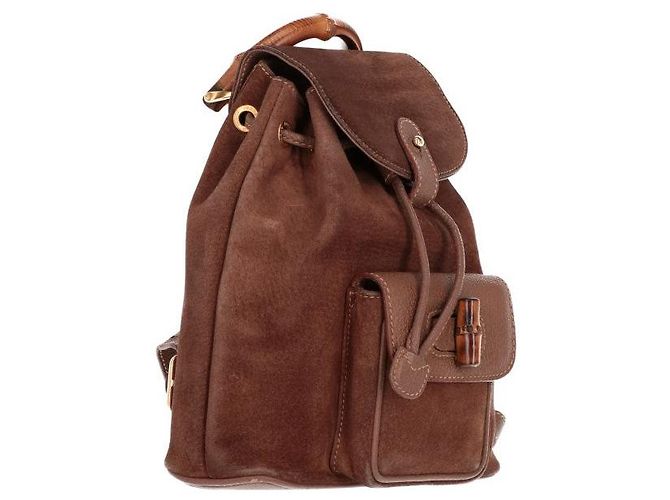 Zaino in suede marrone Gucci - vista 3