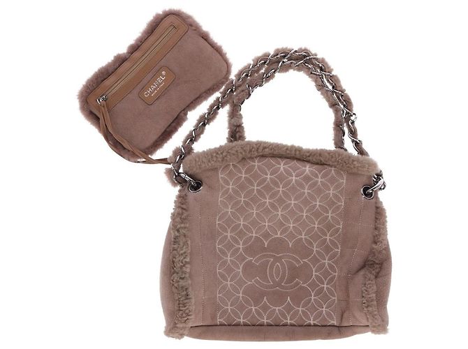 Chanel Beiger Schafsleder-Logo-Beutel - 2000er - Ansicht 7