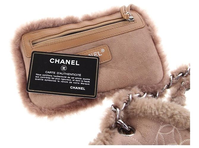 Chanel Beiger Schafsleder-Logo-Beutel - 2000er - Ansicht 8
