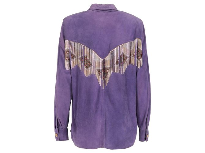 Autre Marque A.N.G.E.L.O. Vintage Cult Lila Wildlederhemd - Ansicht 2