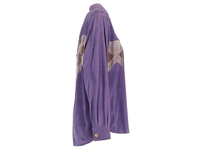 Autre Marque A.N.G.E.L.O. Vintage Cult Lila Wildlederhemd - Ansicht 3