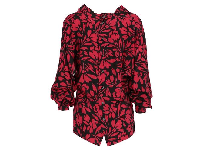 Rot und schwarze Seidenbluse von Guy Laroche Sand - Ansicht 3