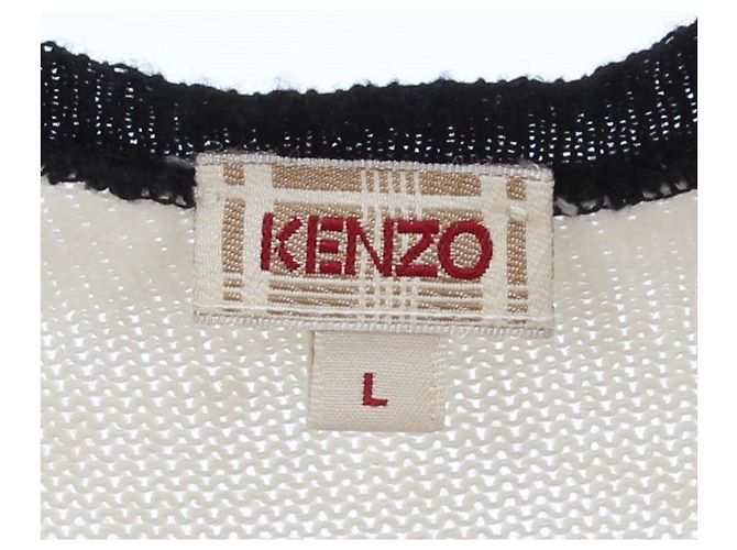 Schwarz-weißer gestreifter Baumwolloberteil von Kenzo - 2000er Sand - Ansicht 5