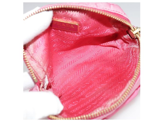 Pochette PRADA Nylon Rosa Oro Rosa Auth 108723 D'oro - vista 10