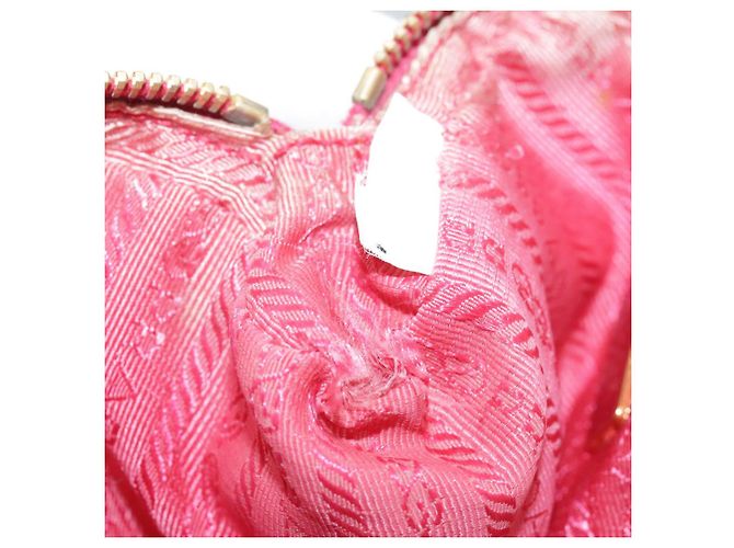 Pochette PRADA Nylon Rosa Oro Rosa Auth 108723 D'oro - vista 11