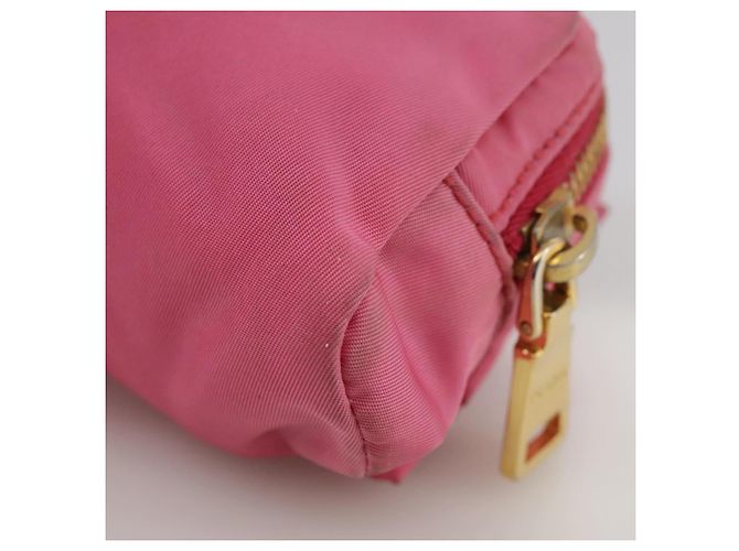 Pochette PRADA Nylon Rosa Oro Rosa Auth 108723 D'oro - vista 16