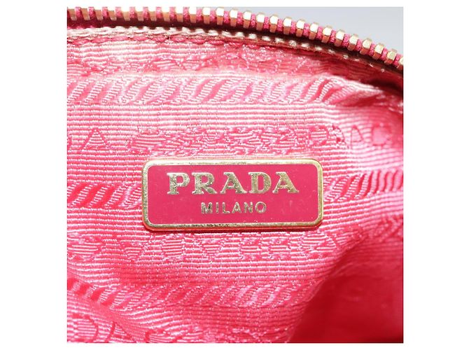 Pochette PRADA Nylon Rosa Oro Rosa Auth 108723 D'oro - vista 18