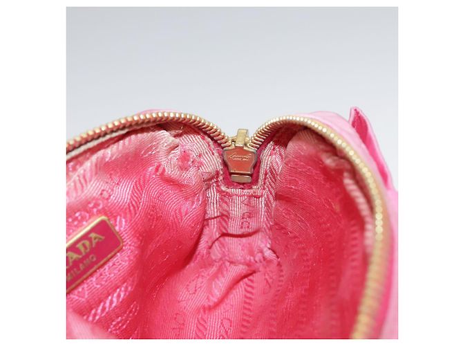 Pochette PRADA Nylon Rosa Oro Rosa Auth 108723 D'oro - vista 19