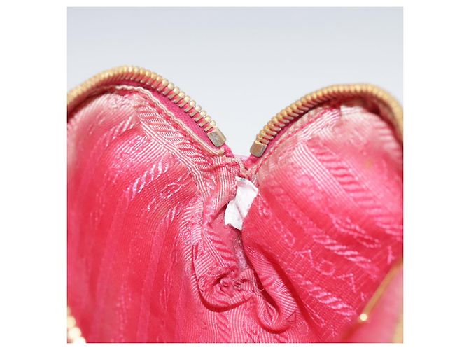 Pochette PRADA Nylon Rosa Oro Rosa Auth 108723 D'oro - vista 20