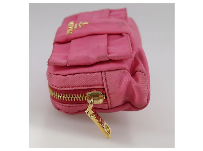 Pochette PRADA Nylon Rosa Oro Rosa Auth 108723 D'oro - vista 3