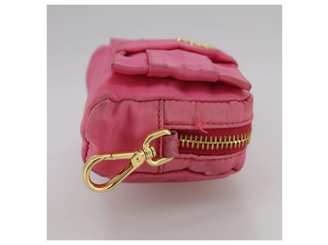 Pochette PRADA Nylon Rosa Oro Rosa Auth 108723 D'oro - vista 4
