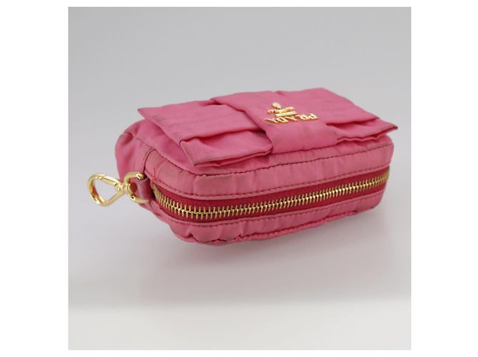 Pochette PRADA Nylon Rosa Oro Rosa Auth 108723 D'oro - vista 5