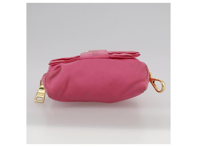 Pochette PRADA Nylon Rosa Oro Rosa Auth 108723 D'oro - vista 6