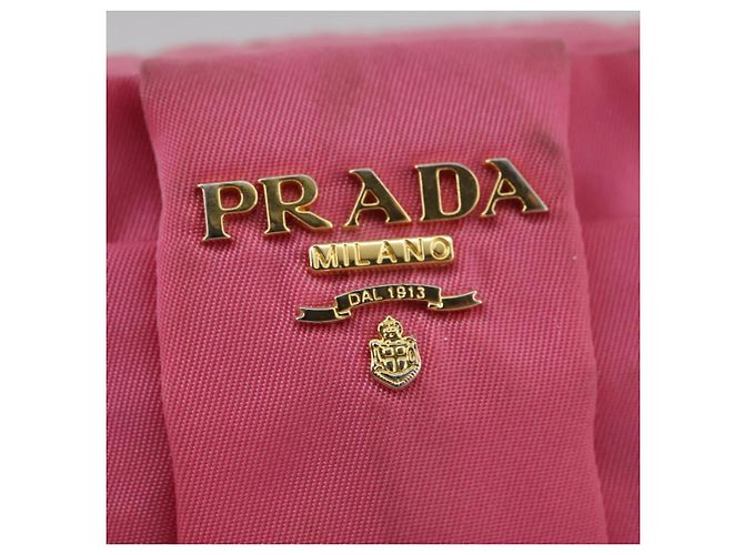 Pochette PRADA Nylon Rosa Oro Rosa Auth 108723 D'oro - vista 8