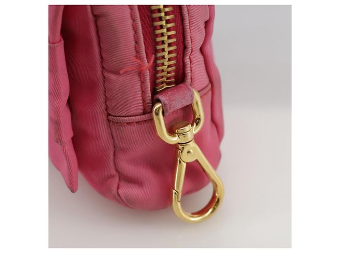 Pochette PRADA Nylon Rosa Oro Rosa Auth 108723 D'oro - vista 9