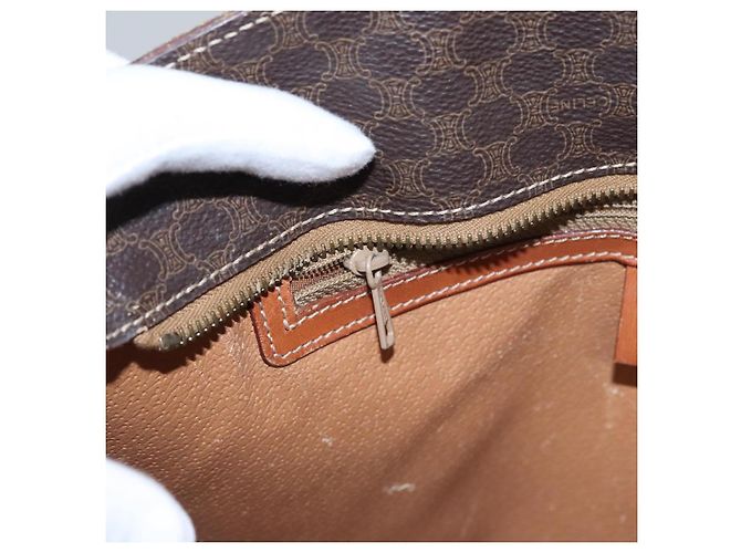 Céline Borsa a mano in tela Macadam CELINE in pelle PVC marrone oro Auth yk16623 D'oro - vista 13