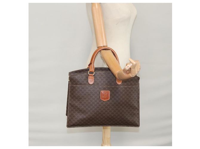 Céline Borsa a mano in tela Macadam CELINE in pelle PVC marrone oro Auth yk16623 D'oro - vista 14