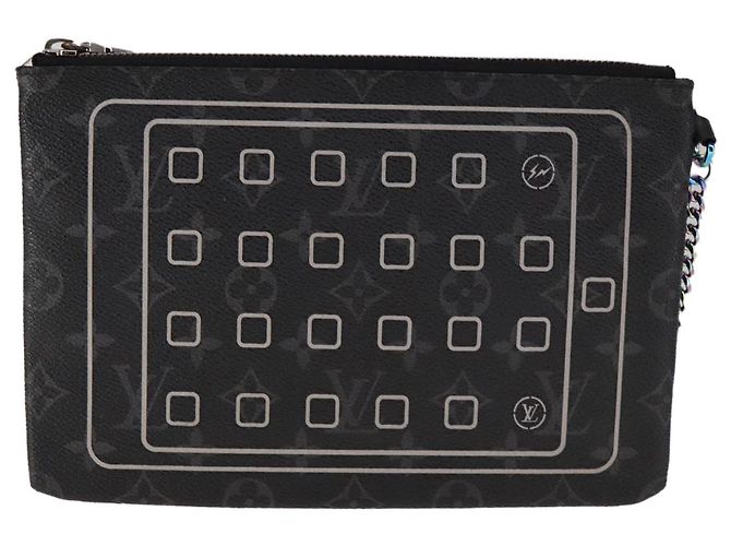 CUSTODIA PER IPHONE LOUIS VUITTON Monogram Eclipse Fragment M64449 LV Auth 107928 Monogramma - vista 13