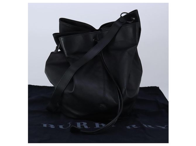 Borsa a spalla in pelle nera Auth am7339 di BURBERRY Nero - vista 12