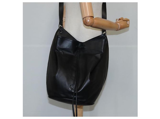 Borsa a spalla in pelle nera Auth am7339 di BURBERRY Nero - vista 21