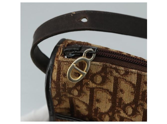 Borsa a spalla in tela Trotter Christian Dior marrone Auth 108645 - vista 10
