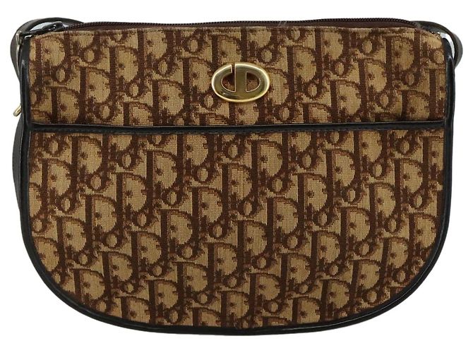 Borsa a spalla in tela Trotter Christian Dior marrone Auth 108645 - vista 13