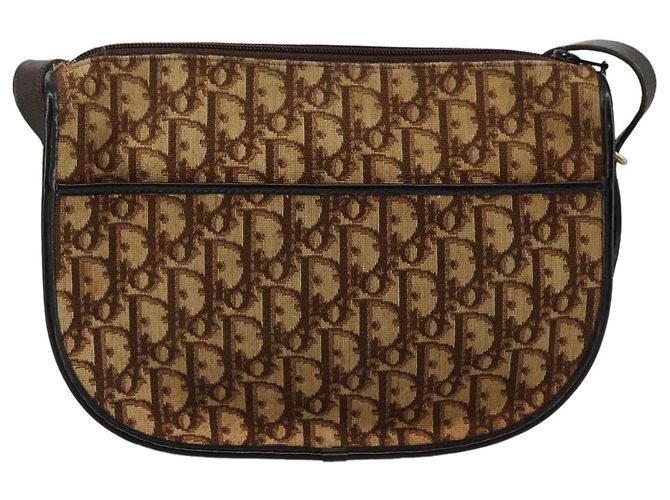 Borsa a spalla in tela Trotter Christian Dior marrone Auth 108645 - vista 2