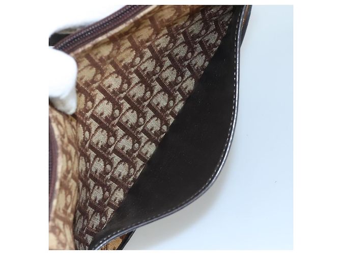 Borsa a spalla in tela Trotter Christian Dior marrone Auth 108645 - vista 22