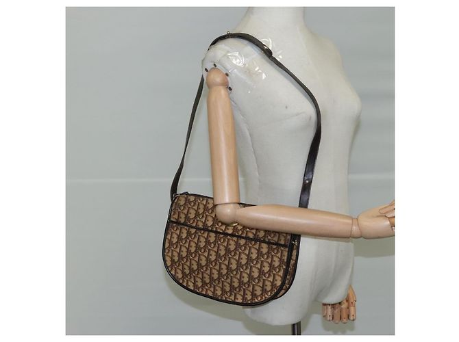 Borsa a spalla in tela Trotter Christian Dior marrone Auth 108645 - vista 23