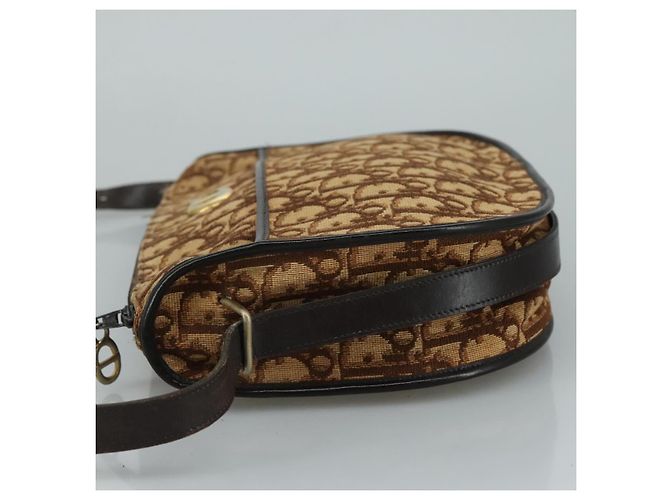 Borsa a spalla in tela Trotter Christian Dior marrone Auth 108645 - vista 4