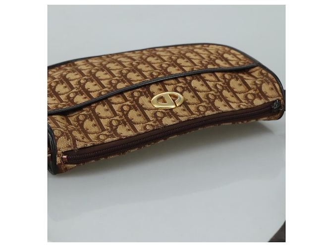 Borsa a spalla in tela Trotter Christian Dior marrone Auth 108645 - vista 6