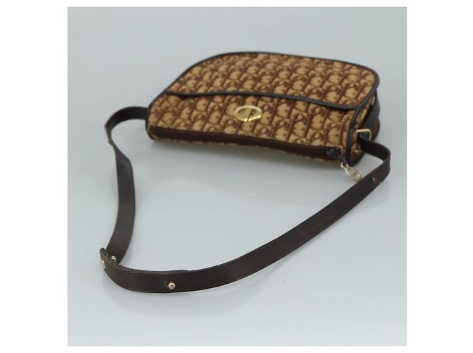 Borsa a spalla in tela Trotter Christian Dior marrone Auth 108645 - vista 7