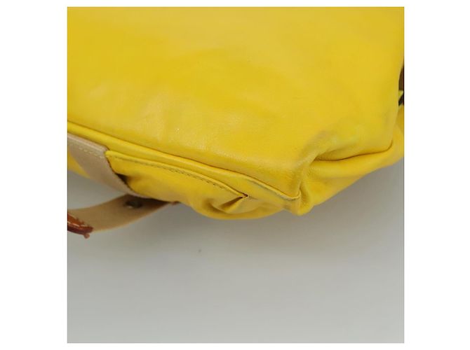 Borsa a spalla Miu Miu in pelle tela gialla beige Auth 108027 Giallo - vista 15